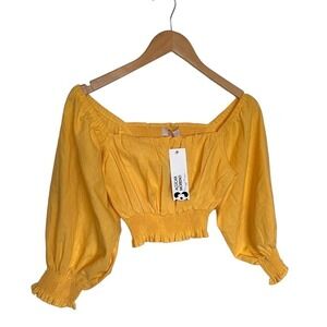 NWT Hinglyd Fonseca Acucar Moreno Yellow Crop top Shirring Back FROM Por…​